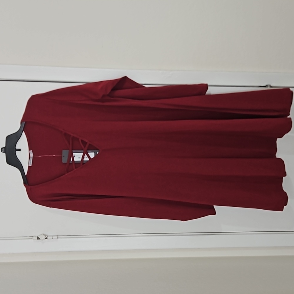 Rebdolls Burgundy Long Sleeve Dress 3X Loose Fit NWT (Size XL)